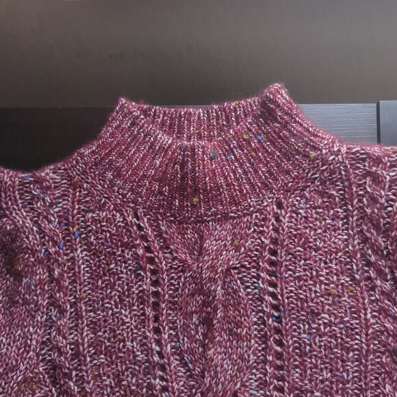 Rebecca Taylor Tweed Mockneck Pullover in Bordeaux Wool Alpaca Size Small - Picture 4 of 10